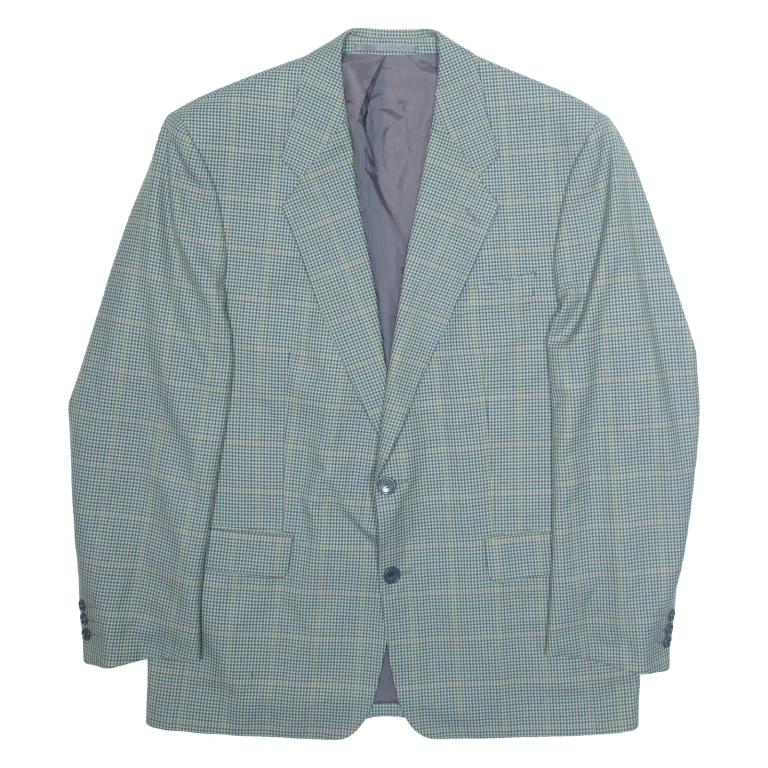 Mens Blazer Jacket Blue Houndstooth L