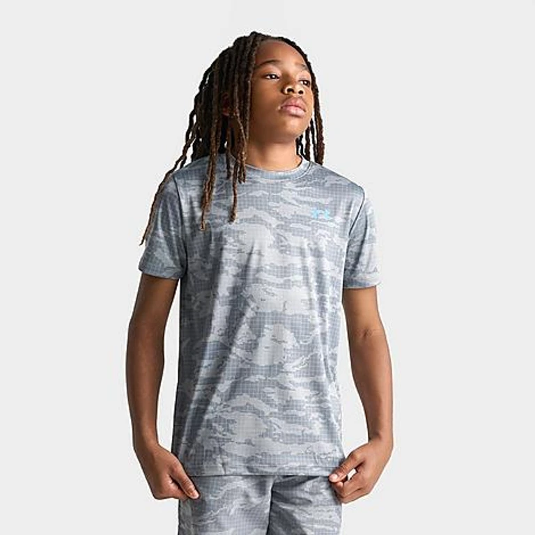 Under Armour Big Kids Grid Camo T-Shirt in Steel Size: Small