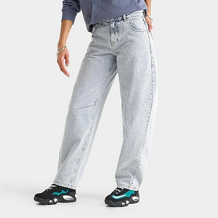 Unlike Humans Women's Rhinestone Baggy Jeans in Light Stone Wash Size: 24