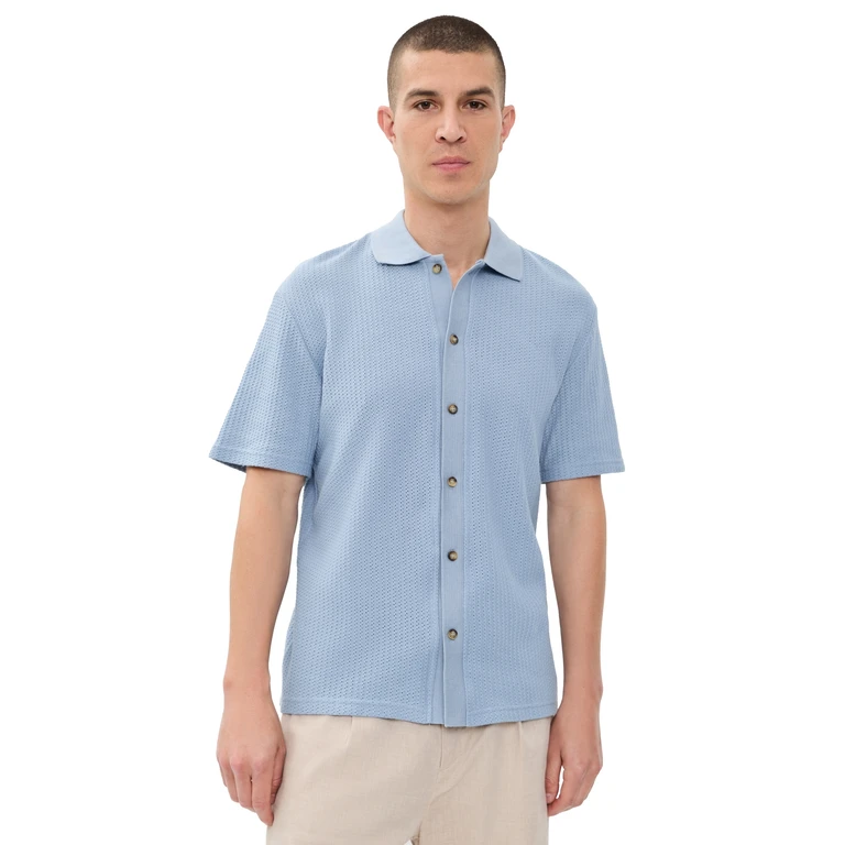 Les Deux Pointelle Shirt Faded Denim Blue XL