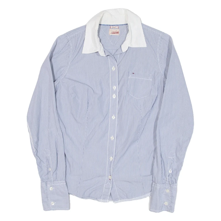 HILFIGER DENIM Womens Shirt Blue Striped Long Sleeve S