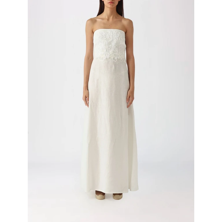 Off-the-Shoulder Embroidered Linen Long Evening Gown (D484Q304ZQRR4815)