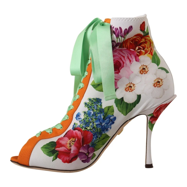 Dolce & Gabbana White Jersey Stretch Boots Open Toes Heels Shoes Elastane - Women