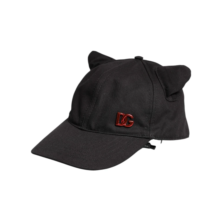 Dolce & Gabbana Black Cotton Logo Patch 6 Panels Baseball Cap Hat - Men
