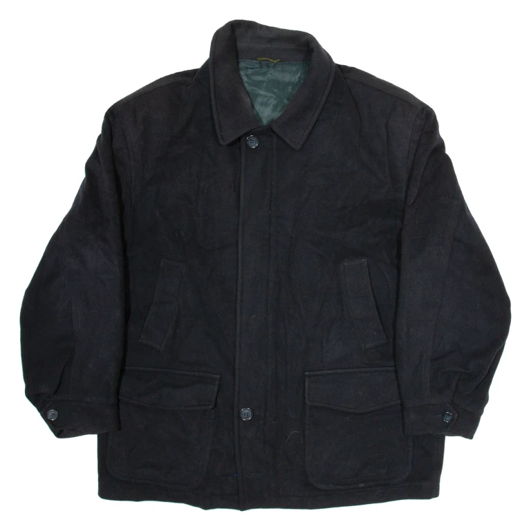 Mens Overcoat Coat Black XL