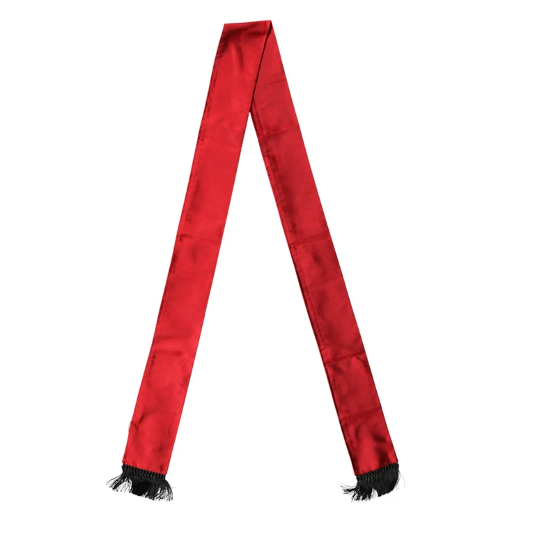Dolce & Gabbana Red Silk Fringes Neck Wrap Foulard Scarf - Men