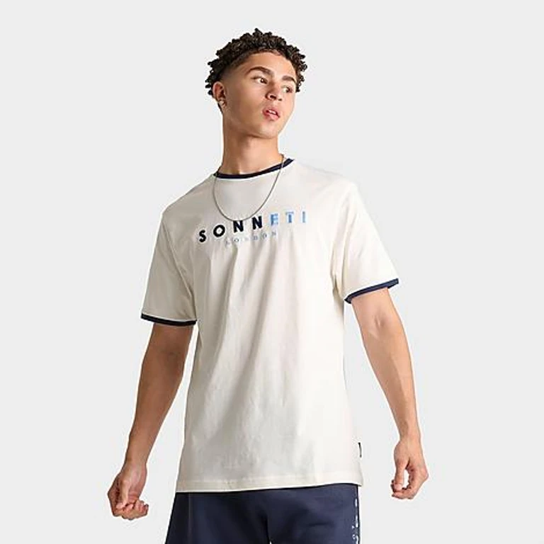 Men's Hare Ringer T-Shirt in Off White/Navy Size: Small