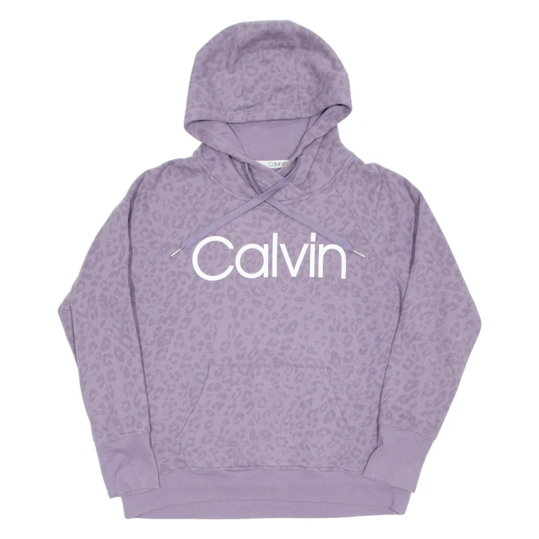 CALVIN KLEIN Womens Purple Hoodie Pullover L