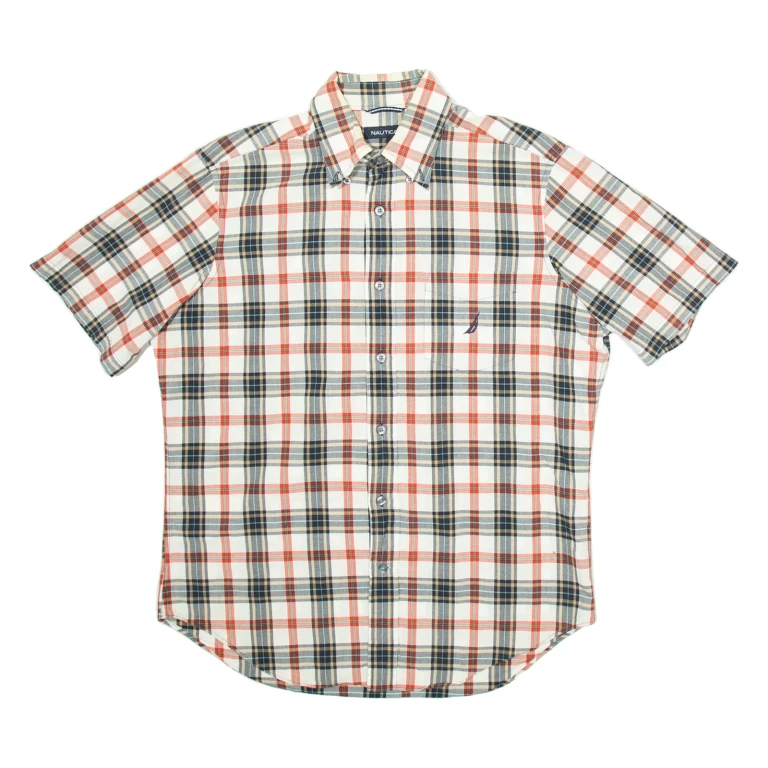NAUTICA Mens Shirt White Check M