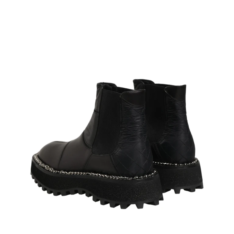 Dolce & Gabbana Black Chelsea Boots Leather Slip On Men Shoes - Men