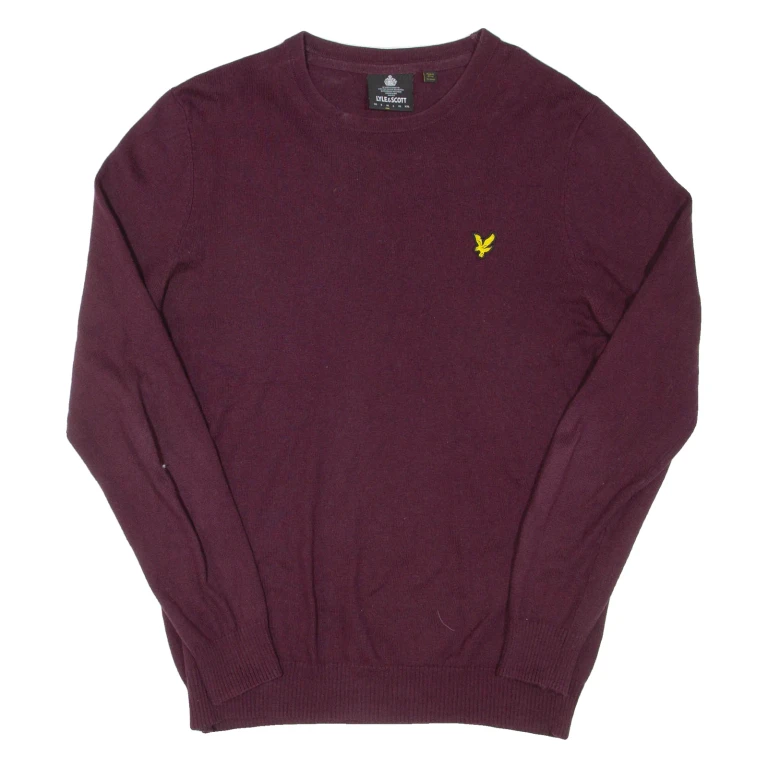 LYLE & SCOTT Mens Cardigan Maroon Tight Knit M