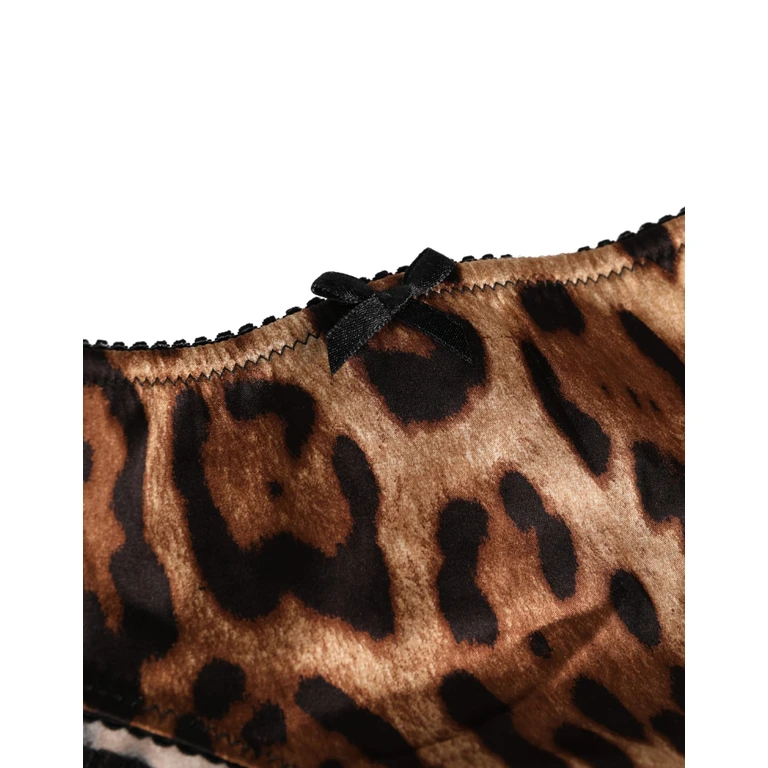 Dolce & Gabbana Black Brown Leopard Mid Waist Brief Panty Underwear And Elastane Silk Clothing - Women