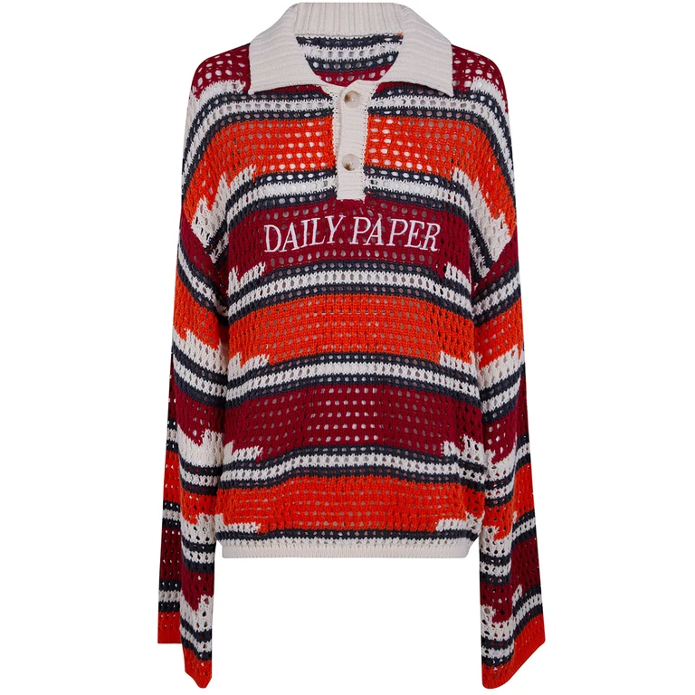 DAILY PAPER "Kente" Stripe Knit Polo