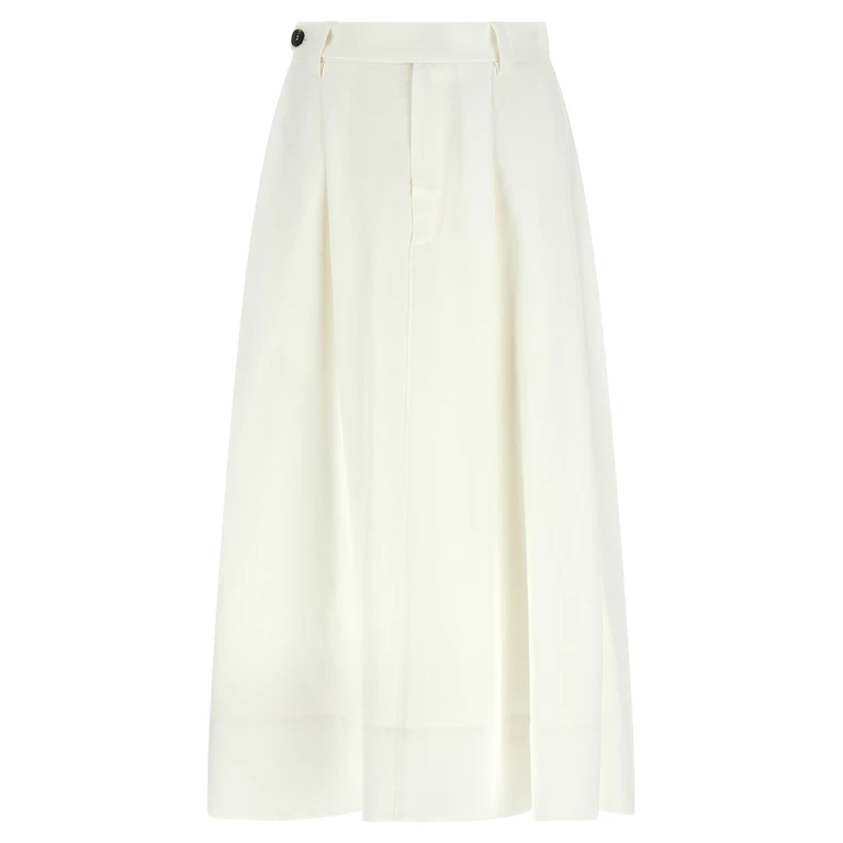 White Viscose Midi Skirt - Women