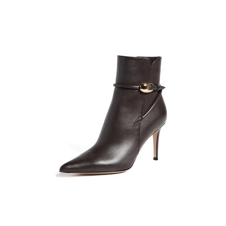 Gianvito Rossi Nappa Booties Moka 36