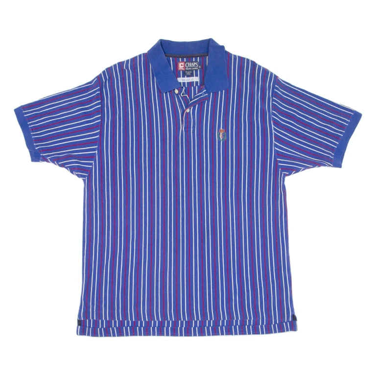 CHAPS RALPH LAUREN Mens Polo Shirt Blue Striped XL