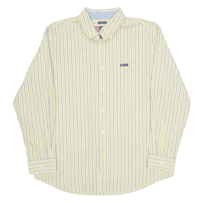 CHAPS Mens Shirt Yellow Striped Long Sleeve XL
