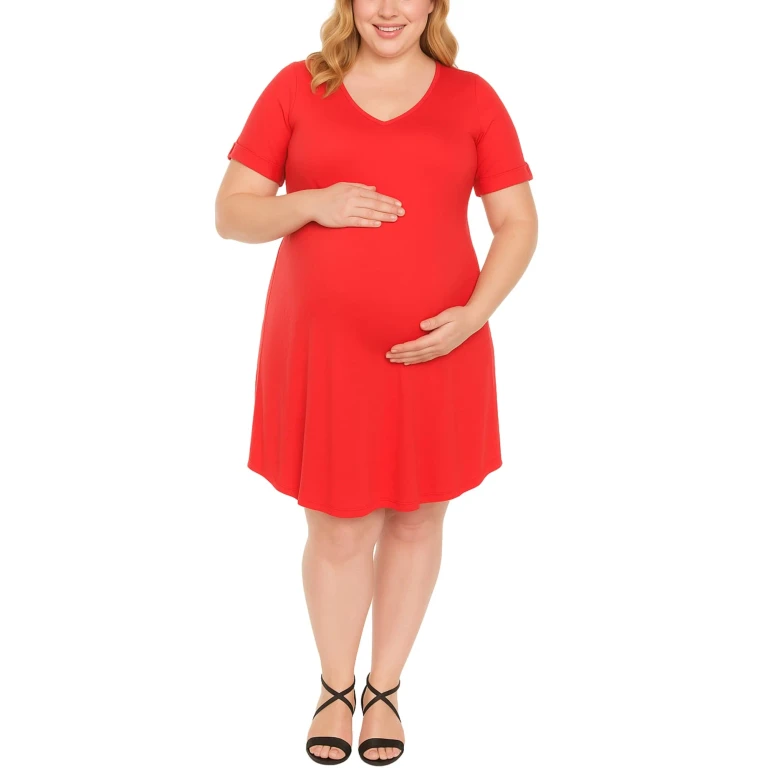 Women's V-Neck Maternity Swing Dress