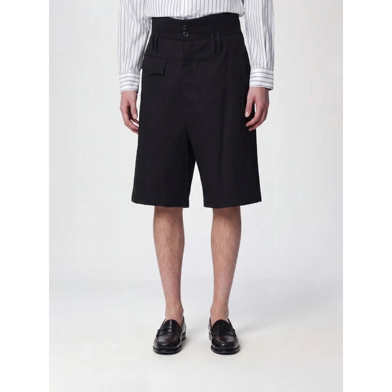 High-Waisted Tailored Cotton Shorts with Belt Loops (NS26517N14989999BLACK)