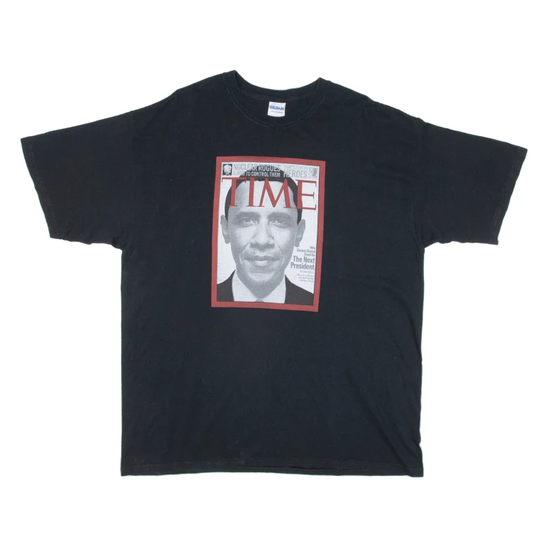 GILDAN Barack Obama Mens T-Shirt Black USA XL