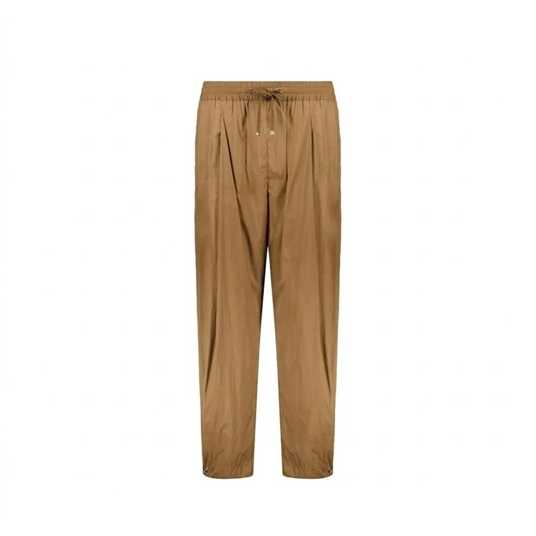 Brown Elastane Casual Pants - Women
