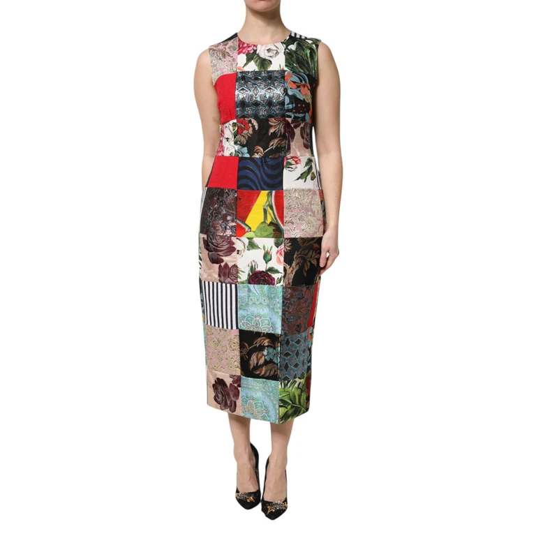 Dolce & Gabbana Multicolor Patchwork Sleeveless Sheath Dress - Women