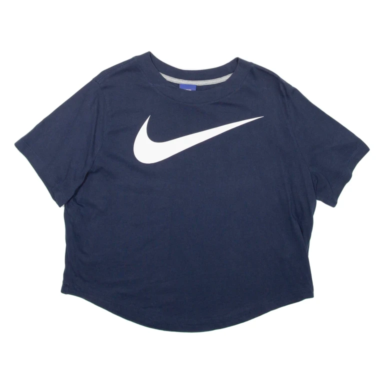 NIKE Cropped Womens T-Shirt Blue XL