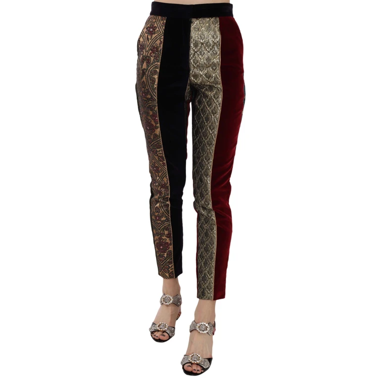 Multicolor Jacquard Cropped Tapered Pants - Women