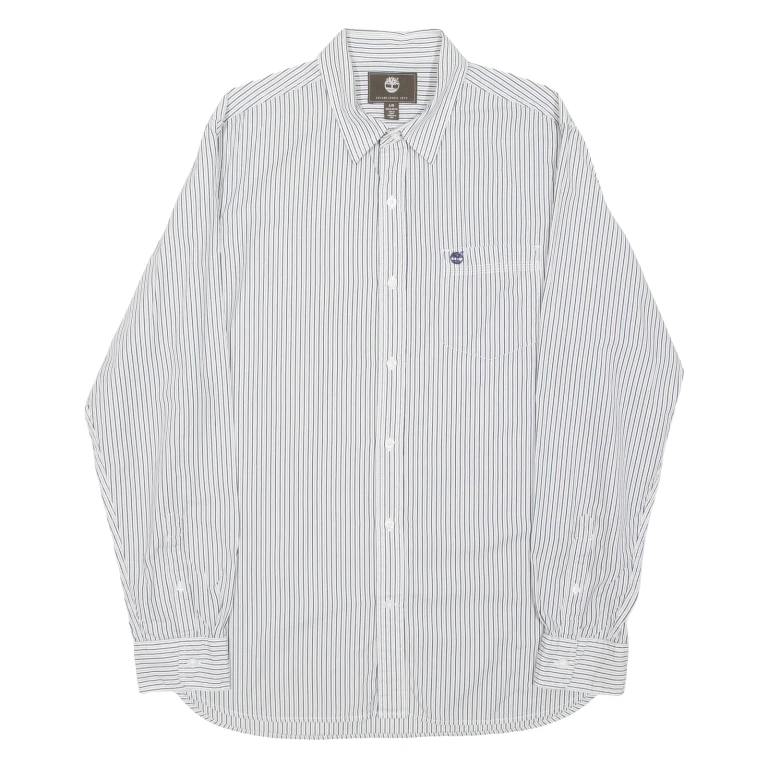 TIMBERLAND Mens Shirt Black Striped Long Sleeve L