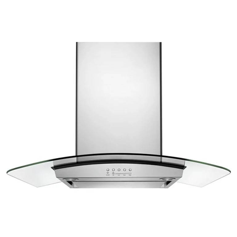 Modern Glass Wall Mount Range Hood in Stainless Steel 30"