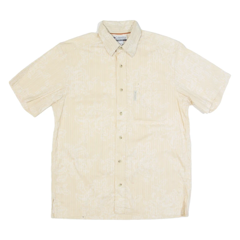 COLUMBIA Mens Hawaiian Shirt Beige Floral M