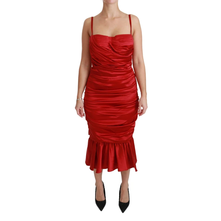 Dolce & Gabbana Red Silk Stretch Mermaid Bodycon Dress Elastane - Women