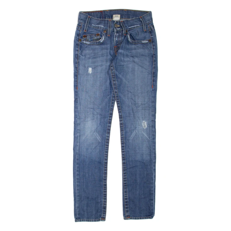 TRUE RELIGION Womens Jeans Blue Regular Skinny Stone Wash W28 L34