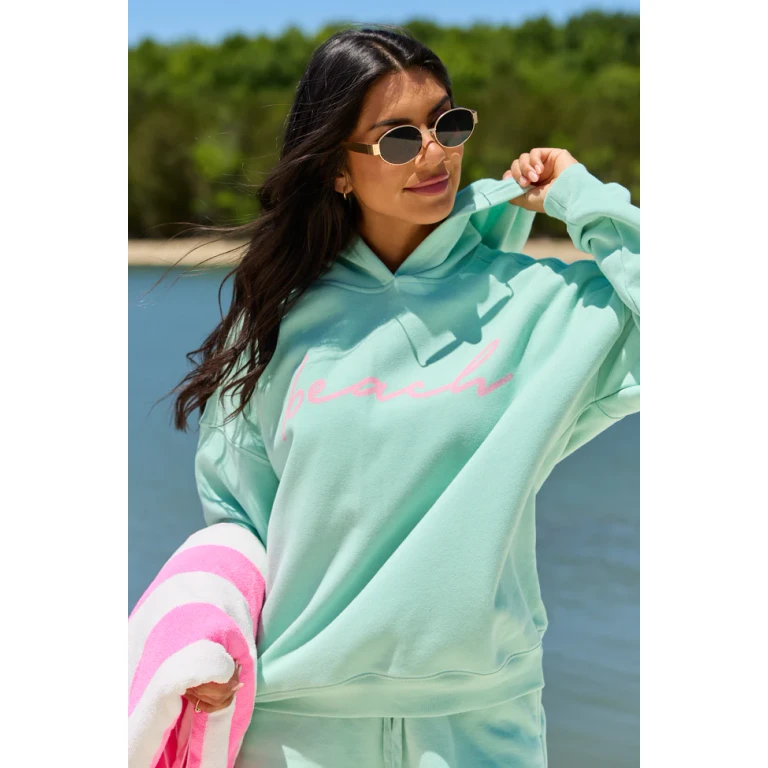 Beach Script Mint Graphic Hoodie
