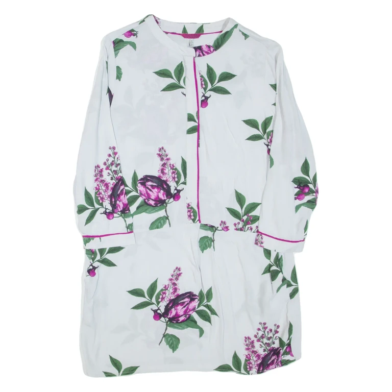 JOULES Womens Day Dress Grey Floral Long Sleeve Short UK 12