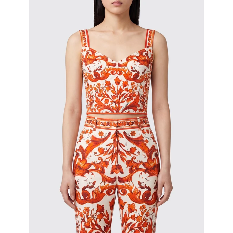 Majolica Print Silk Cropped Corset Top (F7BB1TGDDRJGDDRJS9000)