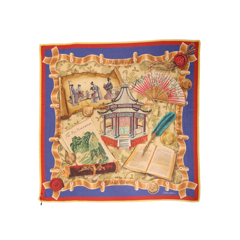 Dolce & Gabbana Multicolor Italy China Shawl Wrap 140cm X 130cm Scarf Modal Cashmere - Women