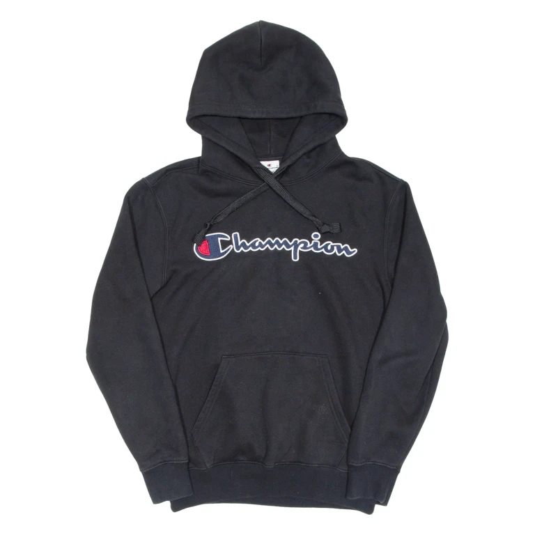 CHAMPION Mens Black Hoodie Pullover S