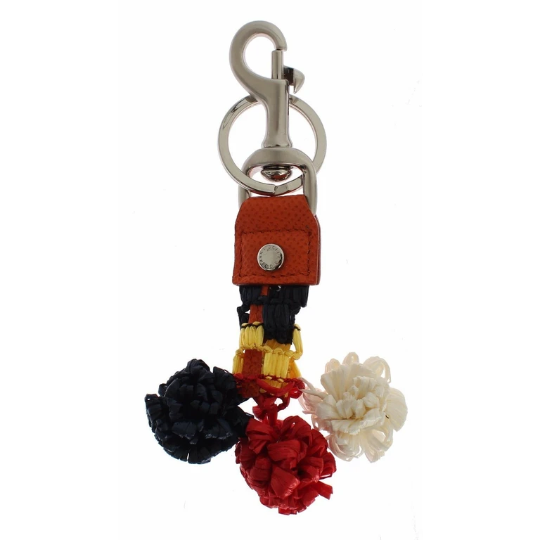 Multicolor Raffia Leather Clasp Finder Chain Keyring Accessory - Women