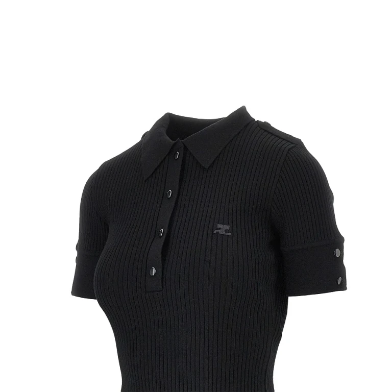 Ribbed knit polo shirt Woman S