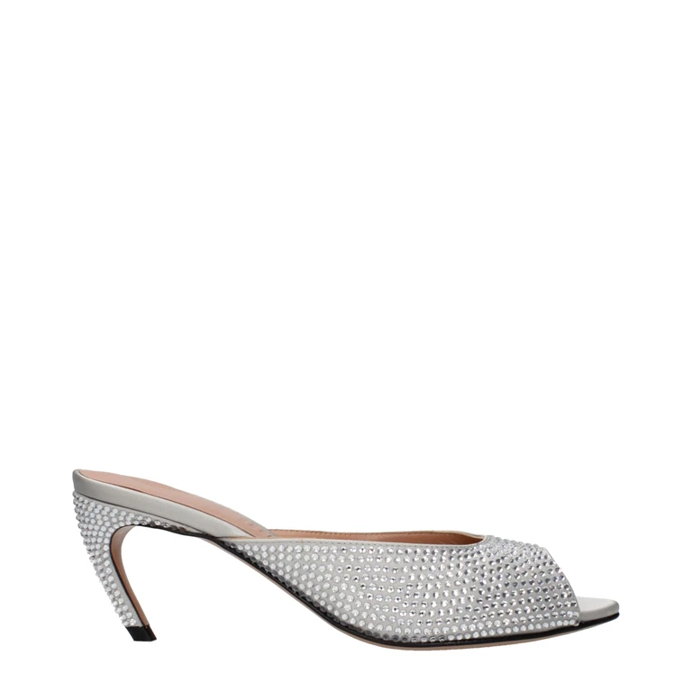 The Attico Gray Satin Stiletto Heel Sandals - Women