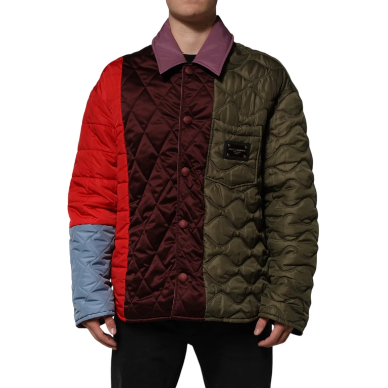 Dolce & Gabbana Multicolor Patchwork Polyesterquilted Jacket Polyester Nylon Clothing - Men