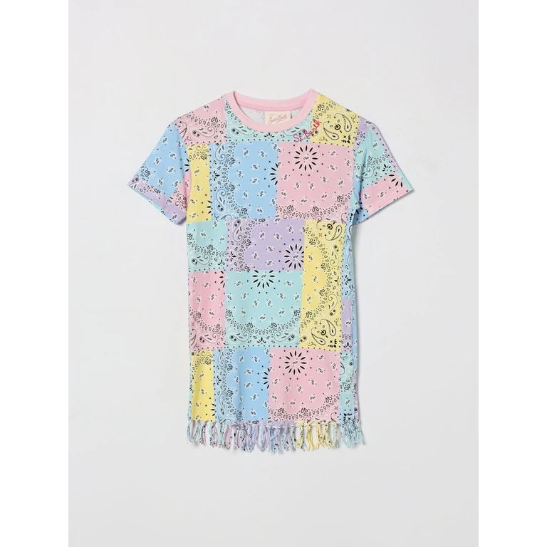 Girl's Bandana Print Cotton Mini Dress with Fringed Hem (ABBEY03517L)