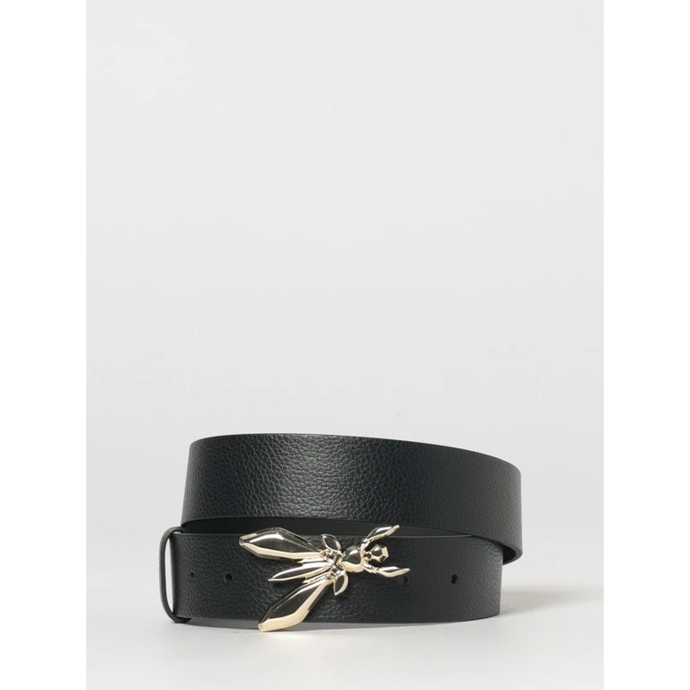 Adjustable Grained Leather Belt with Metal Fly Monogram Buckle (CW0471L001K118)