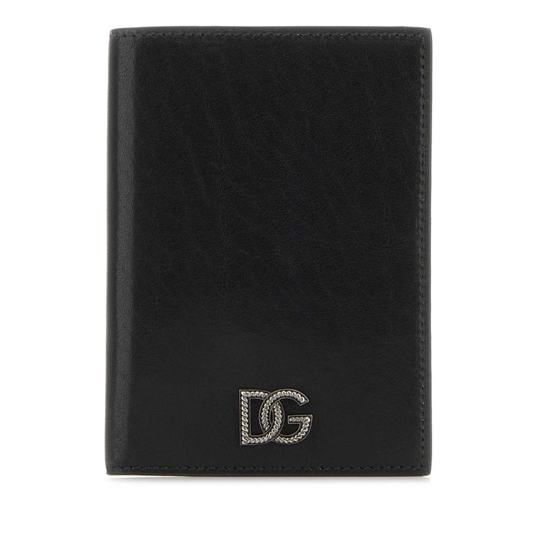 Dolce & Gabbana Black Leather Passport Holder Nero Vitello Portafogli - Men