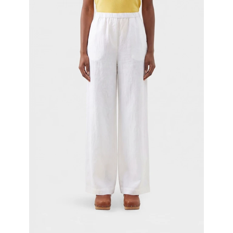 High-Waisted Wide-Leg Cotton Palazzo Trousers (DEVITROUSERSWHITE)