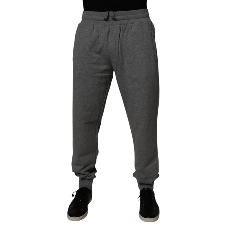 Dolce & Gabbana Gray Logo Cotton Jogger Men Sweatpants Pants - Men