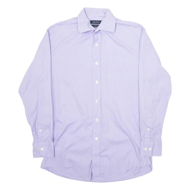 NAUTICA Mens Plain Shirt Purple Long Sleeve L