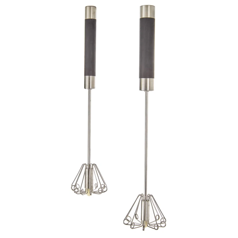 Essentials 2Pc 18/10 Stainless Steel Miracle Whisk Set, Black