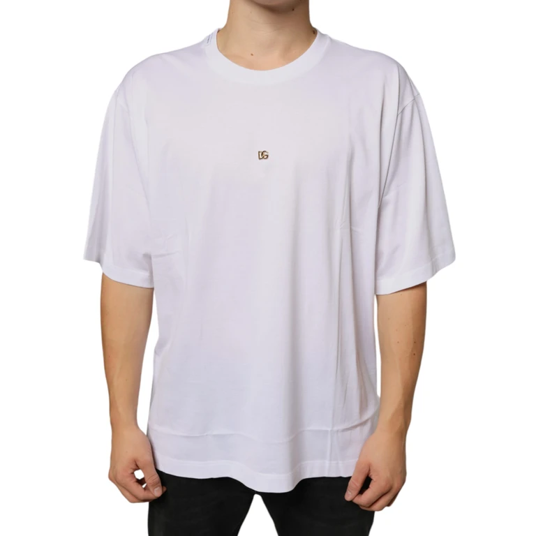 Dolce & Gabbana White Metal Dg Logo Cotton Short Sleeves T-Shirt - Men
